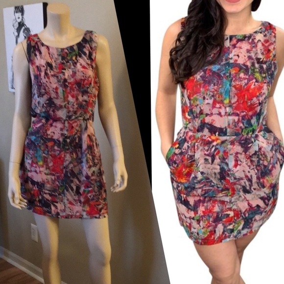 BB Dakota Abstract Colorful Print Dress P/A937/4 - Picture 1 of 9